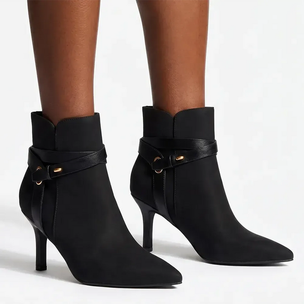 Butterfly Feet Ladies Lively 18 Ankle Boot With Strap - Black