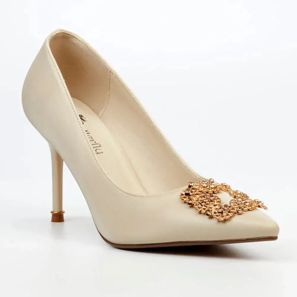 Butterfly Feet Lanelle 1 Stiletto Court With Trim - Champagne