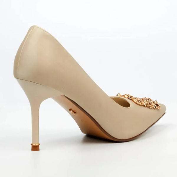 Butterfly Feet Lanelle 1 Stiletto Court With Trim - Champagne