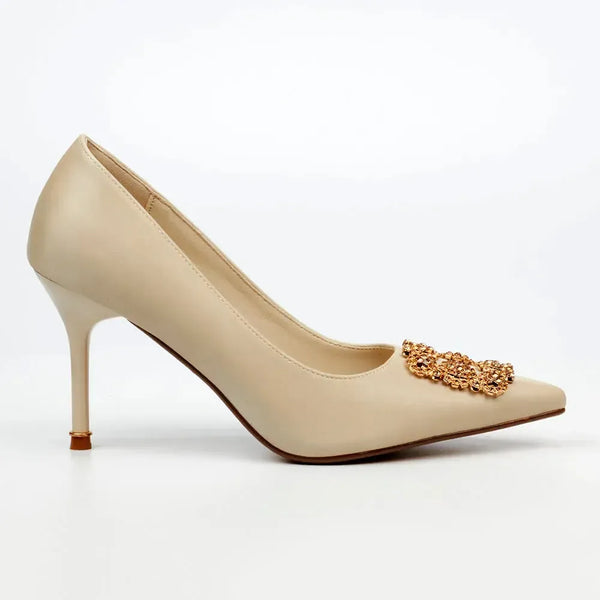 Butterfly Feet Lanelle 1 Stiletto Court With Trim - Champagne