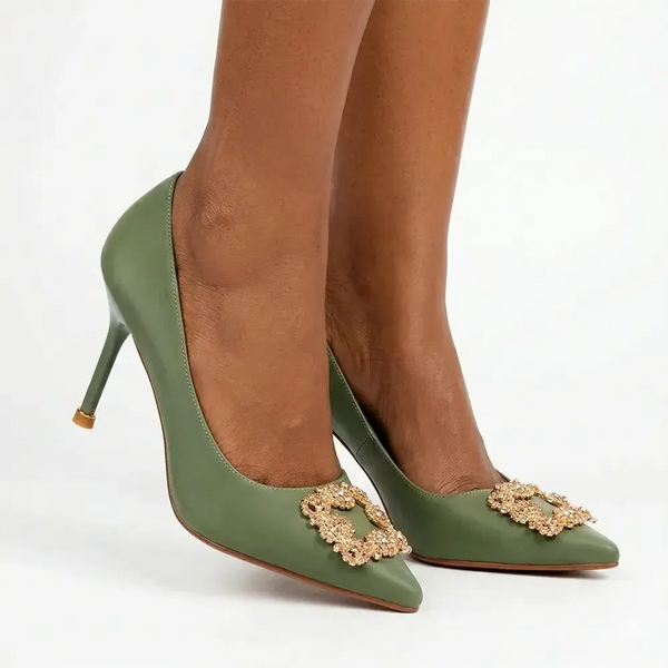 Butterfly Feet Lanelle 1 Stiletto Court With Trim - Green