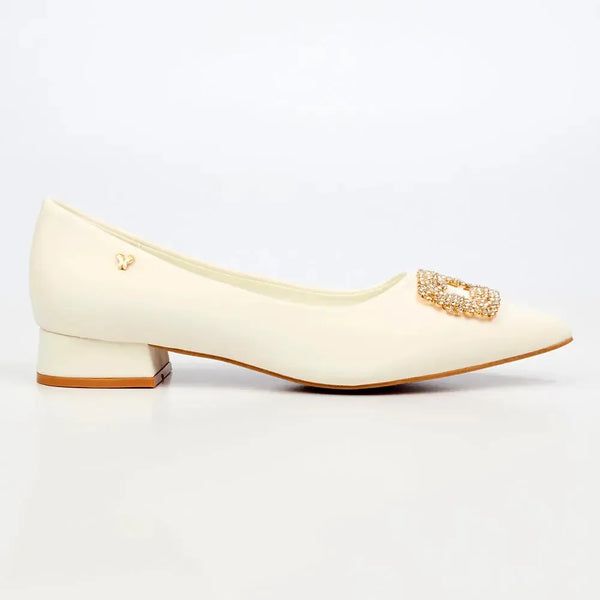 Butterfly Feet Leonore 1 Low Block Heel - White