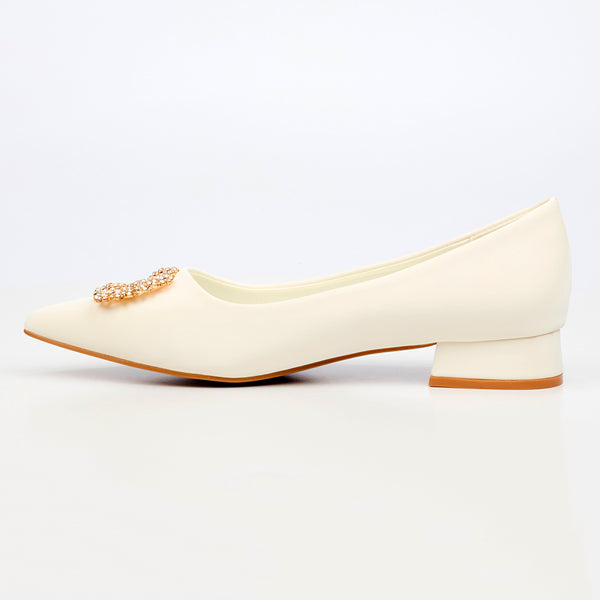 Butterfly Feet Leonore 1 Low Block Heel - White
