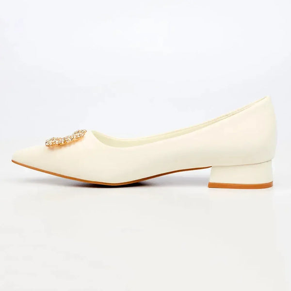 Butterfly Feet Leonore 1 Low Block Heel - White