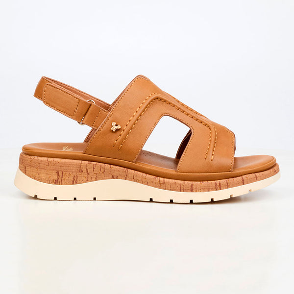 Butterfly Feet Prio1 Cut Out Low Wedge Sandals - Tan