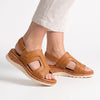 Butterfly Feet Prio1 Cut Out Low Wedge Sandals - Tan