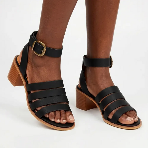 Butterfly Feet Wexley Strappy Block Sandal - Black