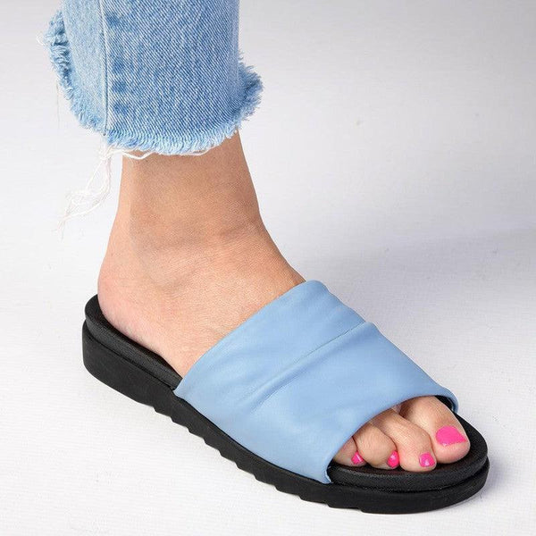 Cabo ladies Flat Push In Sandal - Blue-Seven7-Buy shoes online
