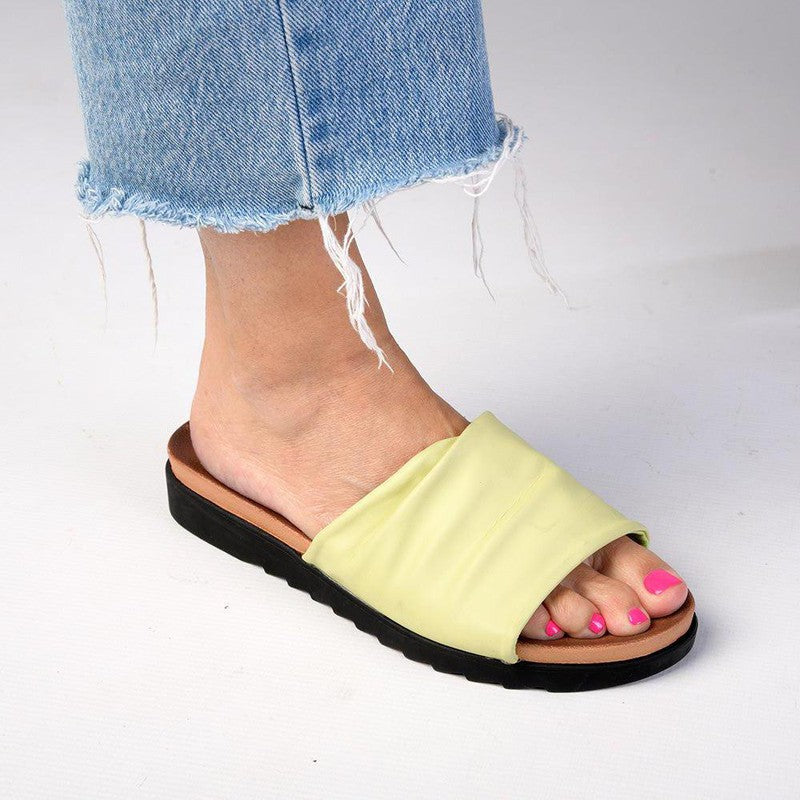Cabo ladies Flat Push In Sandal Lime