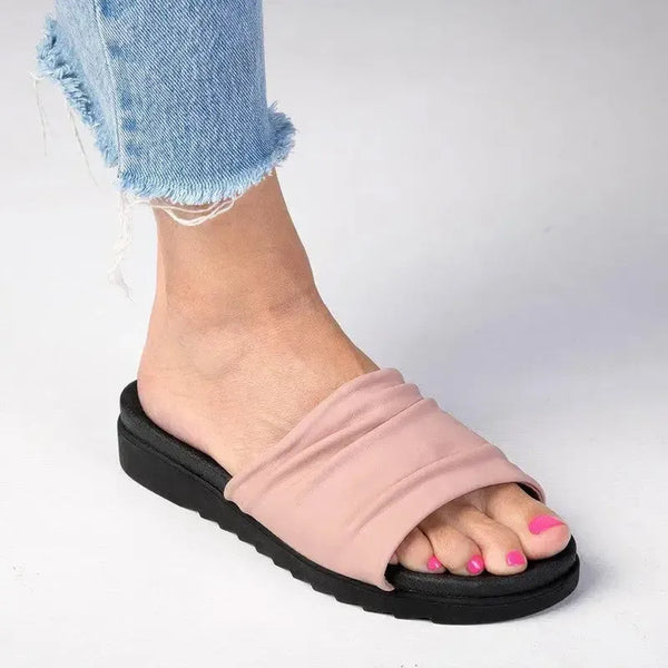 Cabo ladies Flat Push In Sandal - Pink
