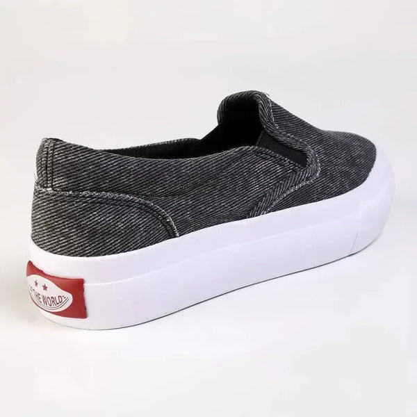 Direct Ladies Fashion Vulcanized Sneakers - Black Denim