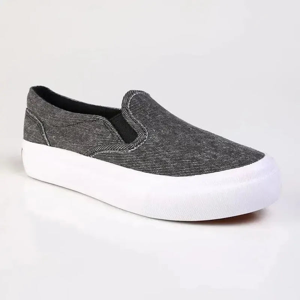 Direct Ladies Fashion Vulcanized Sneakers - Black Denim