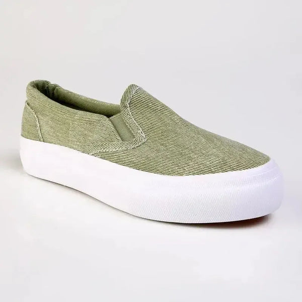 Direct Ladies Fashion Vulcanized Sneakers - Olive
