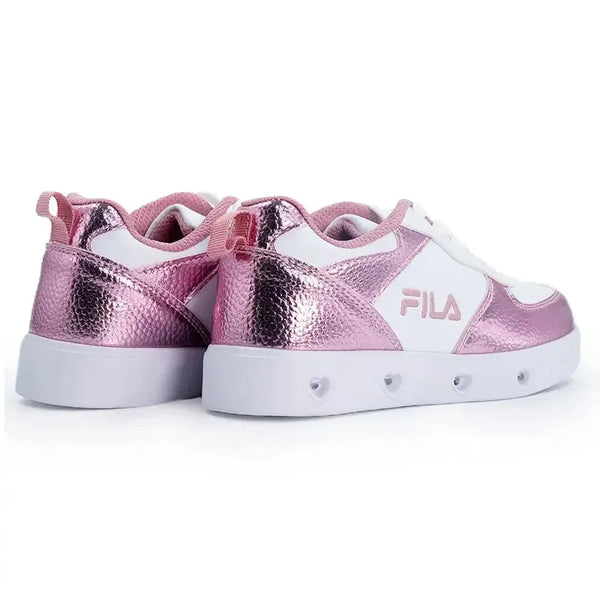 FILA Lucia Lights Kids Sneaker - White/Pink Metallic