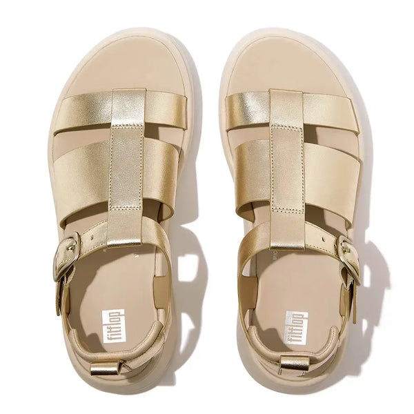 Fit Flop F-Mode Fisherman Flatform Leather Sandal - Platino