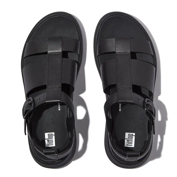 Fit Flop F-Mode Fisherman Platform Leather Sandal - Black