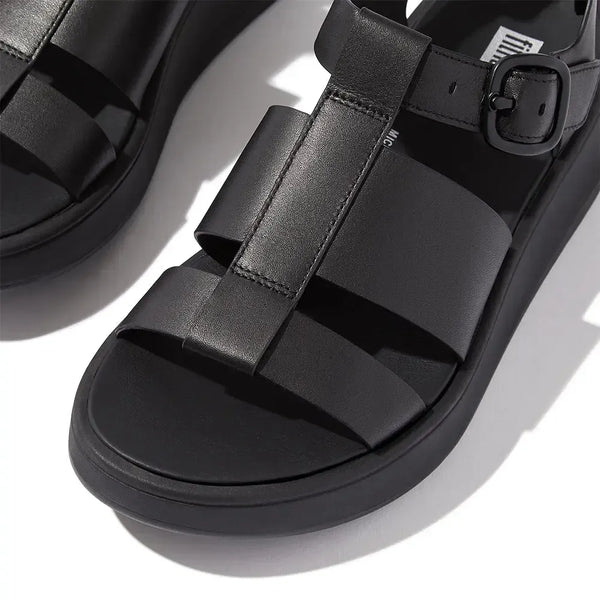 Fit Flop F-Mode Fisherman Platform Leather Sandal - Black