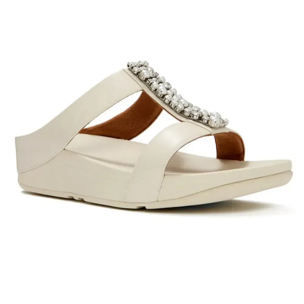 Fit Flop Fino H-Bar Slide with Pearl and Crystal Adornment - Turtledove
