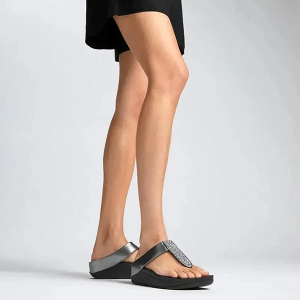 Fit Flop Fino Metallic Glitterdust Sandal - Black