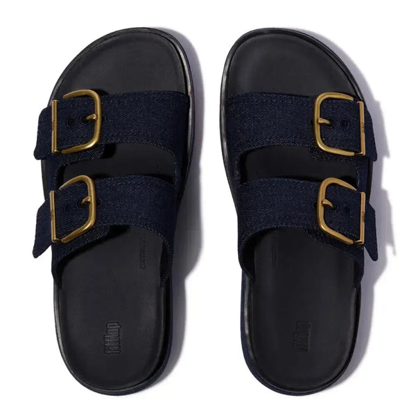 Fit Flop Gen FF-Max Two Bar Buckle Slides - Dark Denim
