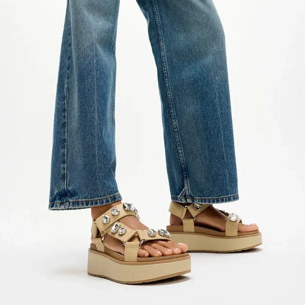 Fit Flop Gen FF-Max Ultra-Jewel Leather Back Strap Sandal - Cappuccino