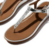 Fit Flop Gracie Crystal-Mix Leather Thong Sandal - Silver