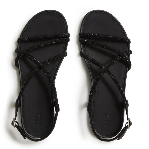 Fit Flop Gracie Crystal Strappy Sandals - All Black