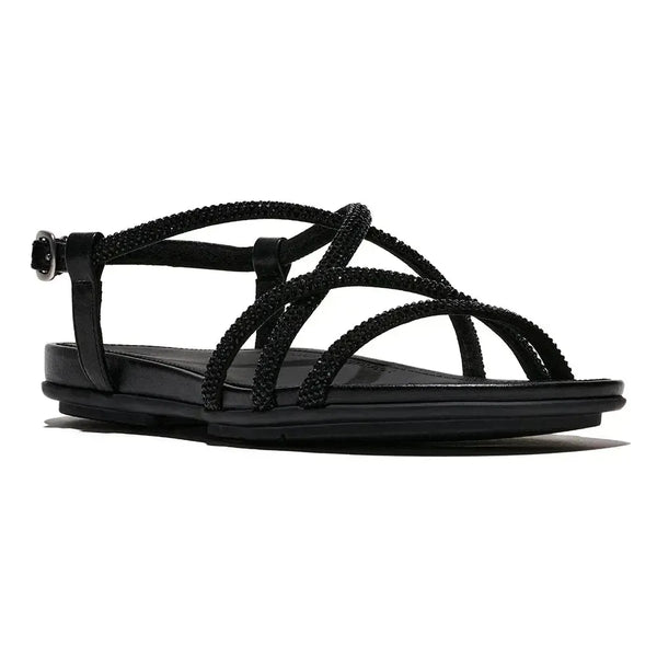 Fit Flop Gracie Crystal Strappy Sandals - All Black