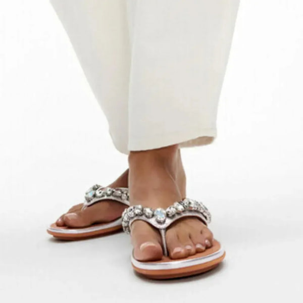 Fit Flop Gracie Jewel-Delux Metallic Sandals - Silver