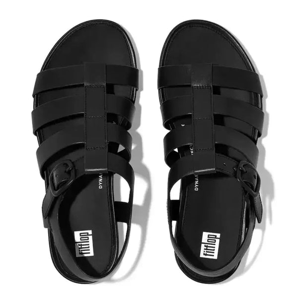 Fit Flop Gracie Rubber-Leather Fisherman Sandal - All Black