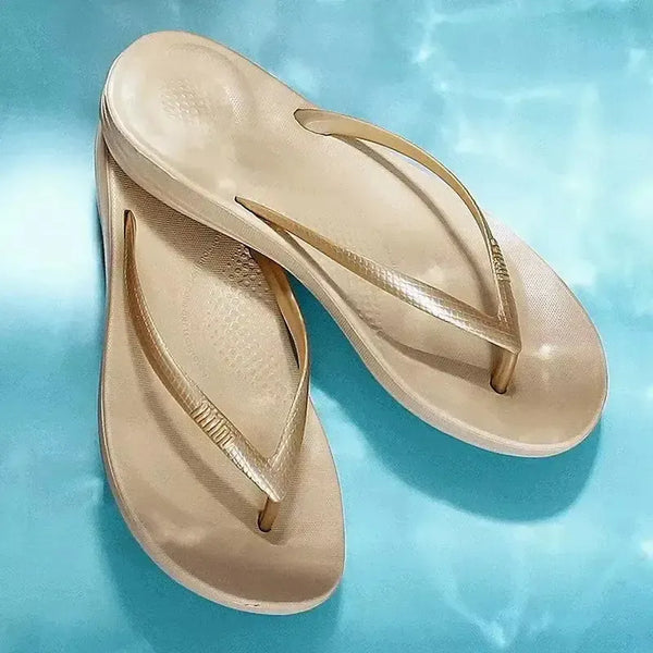 Fit Flop IQushion Ergonomic Flip Flops - Gold