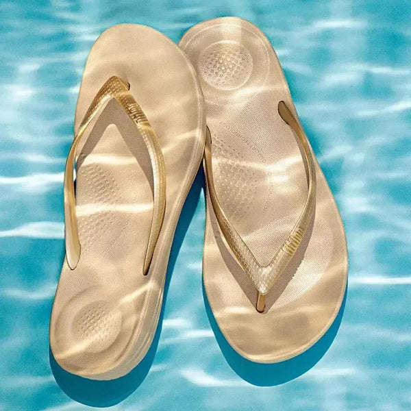 Fit Flop IQushion Ergonomic Flip Flops - Gold