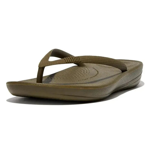 Fit Flop IQushion Ergonomic Flip Flops - Olive