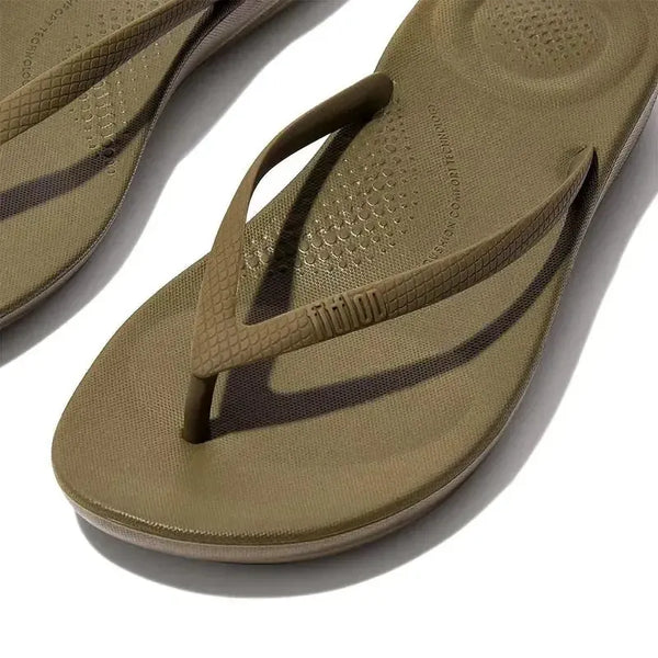 Fit Flop IQushion Ergonomic Flip Flops - Olive