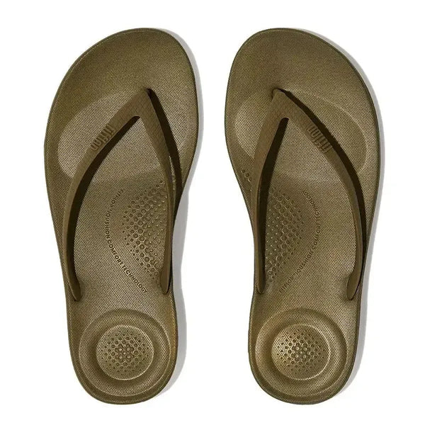 Fit Flop IQushion Ergonomic Flip Flops - Olive