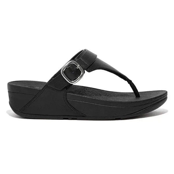 Fit Flop Lulu Adjustable Leather Sandal - All Black