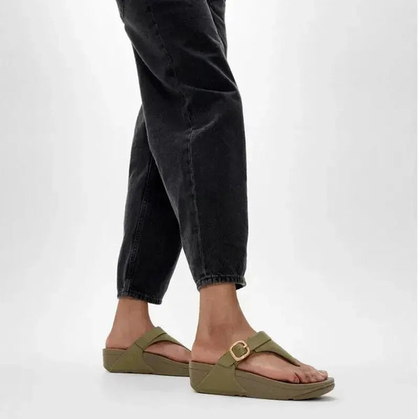 Fit Flop Lulu Adjustable Leather Sandal - Camo Green