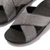 Fit Flop Lulu Glitterdust Cross Slides Sandal - Pewter