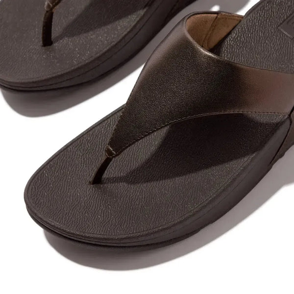 Fit Flop Lulu Leather Sandal - Metallic Chocolate Brown