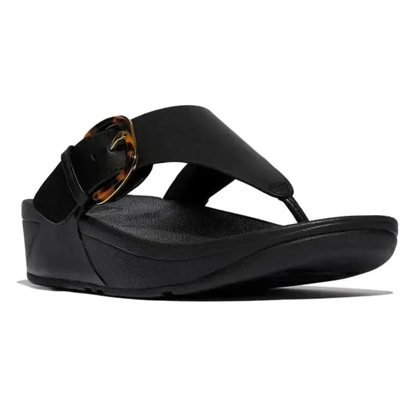 Fit Flop Lulu Resin Buckle Toe Post Sandal - Black