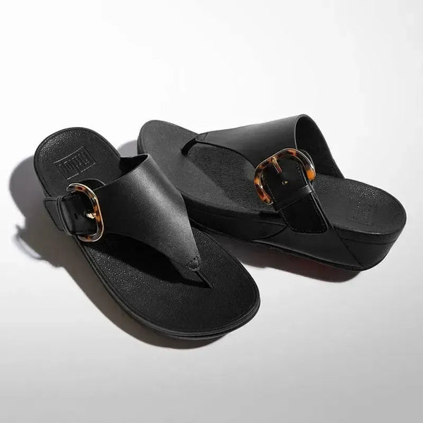 Fit Flop Lulu Resin Buckle Toe Post Sandal - Black