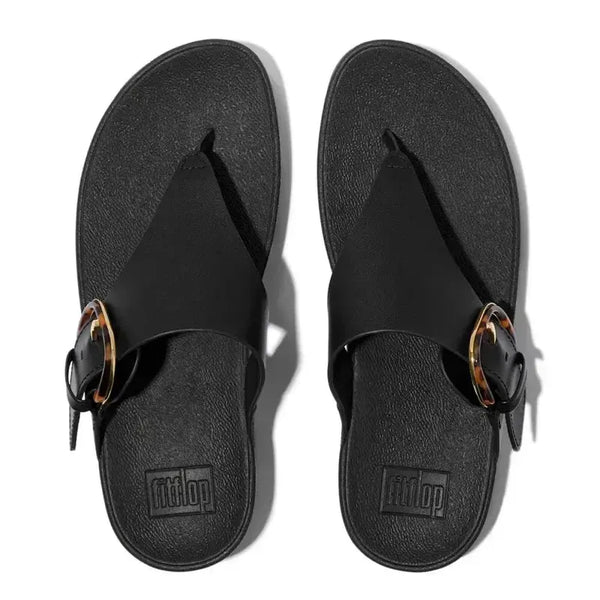 Fit Flop Lulu Resin Buckle Toe Post Sandal - Black