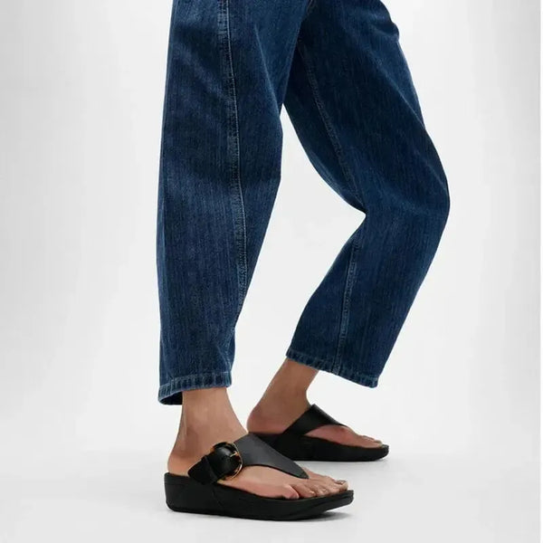 Fit Flop Lulu Resin Buckle Toe Post Sandal - Black