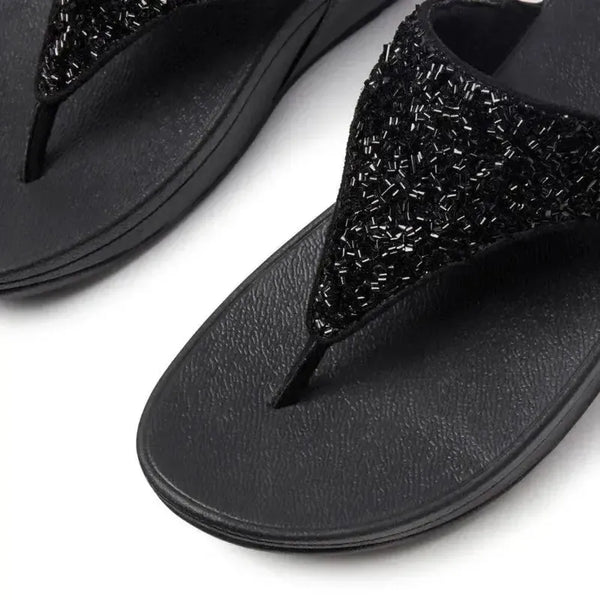 Fit Flop Lulu Shimmerfoil Sandal - Black