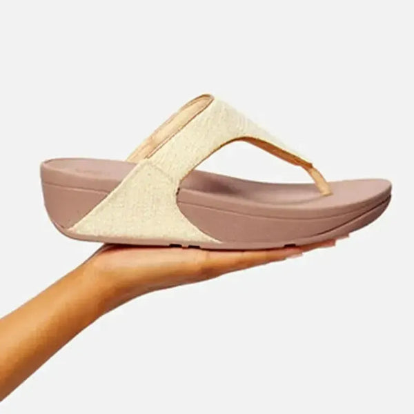 Fit Flop Lulu Shimmerweave Sandal - Stone Beige Mix