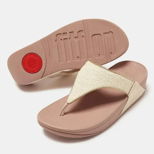 Fit Flop Lulu Shimmerweave Sandal - Stone Beige Mix