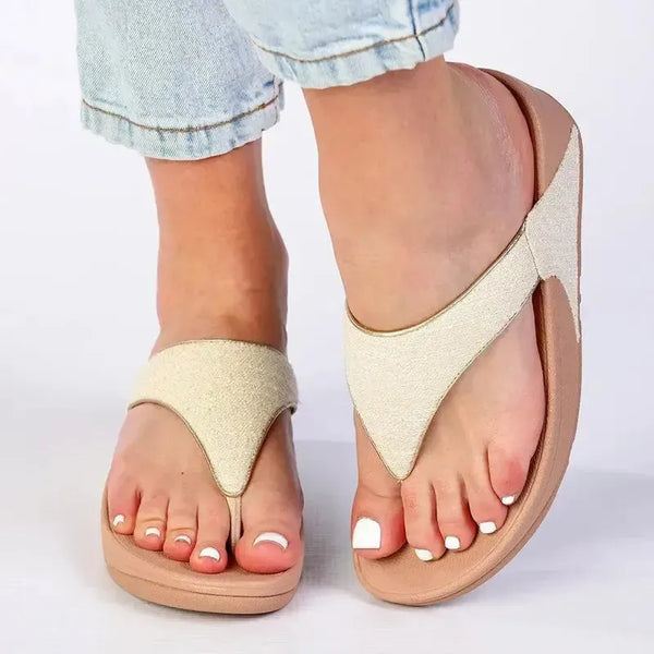 Fit Flop Lulu Shimmerweave Sandal - Stone Beige Mix