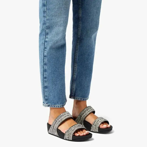 Fit Flop Lulu Shimmerweave Slide - Black Mix