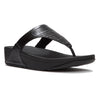 Fit Flop Lulu Toe Post Crocodile Leather Sandal - All Black