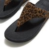 Fit Flop Lulu Toe Post Leopard Suede Sandal - Tan/Black Mix